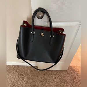 Ralph Lauren leather satchel with detachable long strap